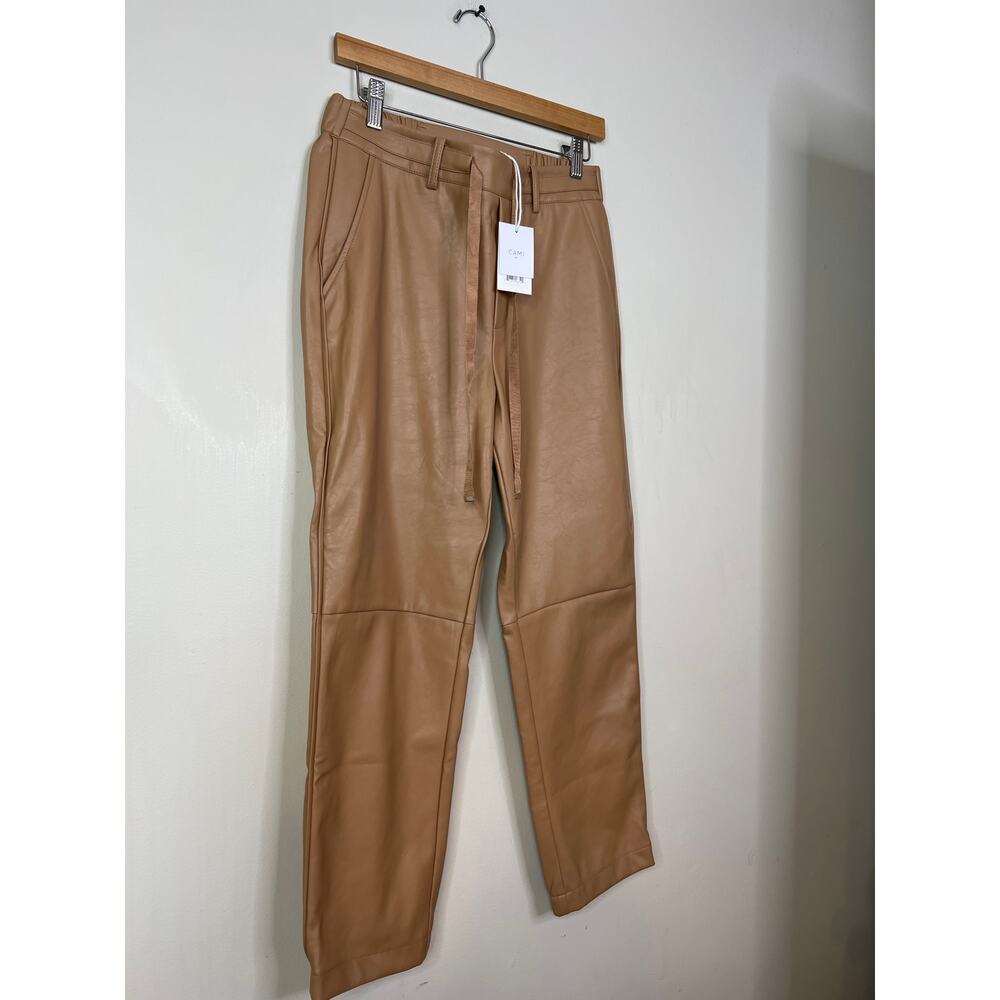 NWT Cami NYC Adene Vegan Leather Camel Cropped Drawstring Pant in Cortado - Picture 4 of 9